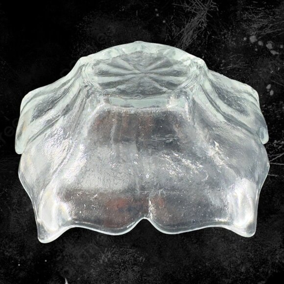 Mid Century Viking Glass Epic Stockholm 5 Spiked Clear Glass Lotus Bowl Vintage - Picture 9 of 11